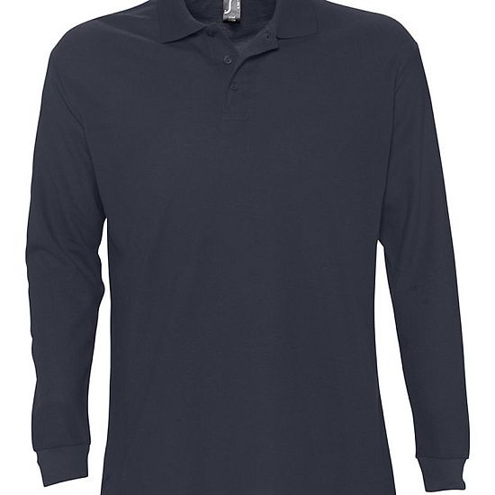 Рубашка поло мужская с длинным рукавом STAR 170, темно-синяя - подробное фото