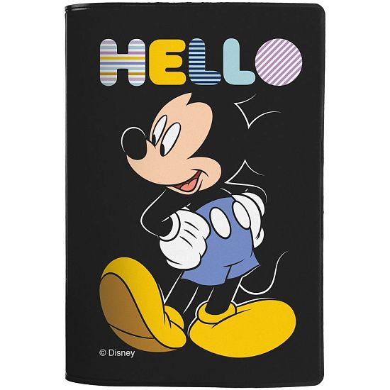 Обложка для паспорта Hello Mickey, черная - подробное фото