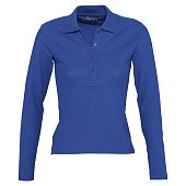 Рубашка поло женская с длинным рукавом PODIUM 210 ярко-синяя - фото