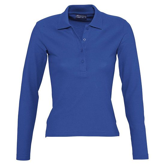 Рубашка поло женская с длинным рукавом PODIUM 210 ярко-синяя - подробное фото