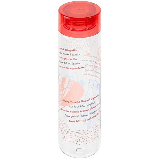 Бутылка для воды «Шпаргалка. Неправильные глаголы», прозрачная с красной крышкой - подробное фото