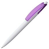 Ручка шариковая Bento, белая с фиолетовым - фото