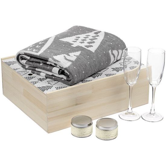 Набор с пледом и бокалами для шампанского «Снежность», ваниль - подробное фото