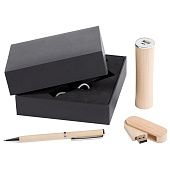 Набор Wood: аккумулятор, флешка и ручка - фото
