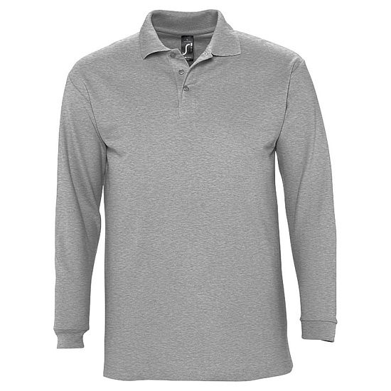 Рубашка поло мужская с длинным рукавом WINTER II 210 серый меланж - подробное фото