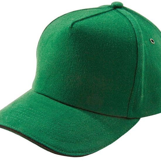Бейсболка Unit Classic, ярко-зеленая с черным кантом - подробное фото