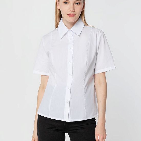 Рубашка женская с коротким рукавом Collar, белая - подробное фото