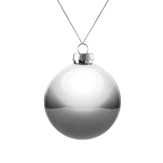 Елочный шар Finery Gloss, 8 см, глянцевый серебристый - подробное фото