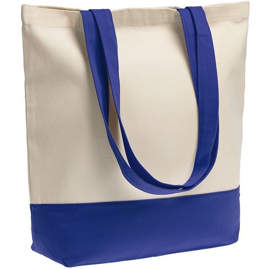 Холщовая сумка Shopaholic, ярко-синяя - подробное фото