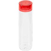Бутылка для воды Aroundy, прозрачная с красной крышкой - фото