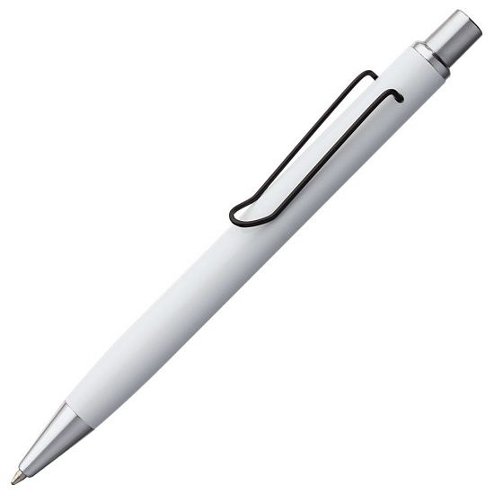 Ручка шариковая Clamp, белая с черным - подробное фото