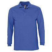 Рубашка поло мужская с длинным рукавом WINTER II 210 ярко-синяя - фото
