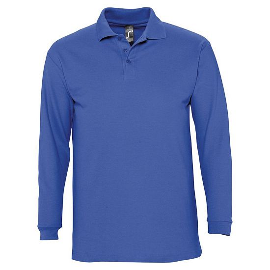 Рубашка поло мужская с длинным рукавом WINTER II 210 ярко-синяя - подробное фото