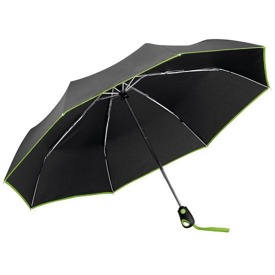 Складной зонт Drizzle, черным с зеленым - подробное фото