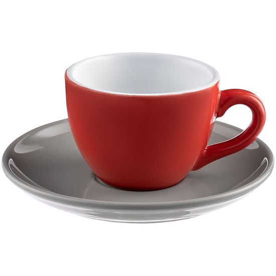 Чайная пара Cozy Morning, красная с серым - подробное фото