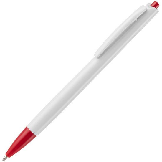 Ручка шариковая Tick, белая с красным - подробное фото
