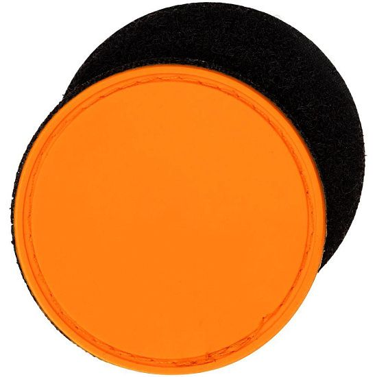 Лейбл из ПВХ с липучкой Menteqo Round, оранжевый неон - подробное фото