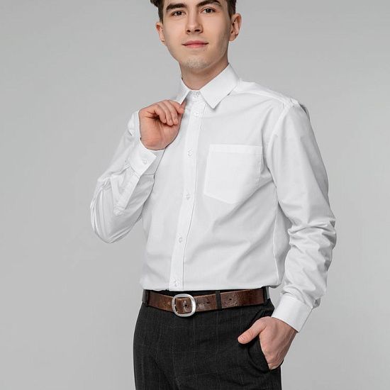 Рубашка мужская с длинным рукавом Collar, белая - подробное фото
