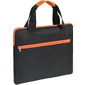 Конференц-сумка Unit Сontour, черная с оранжевой отделкой - фото