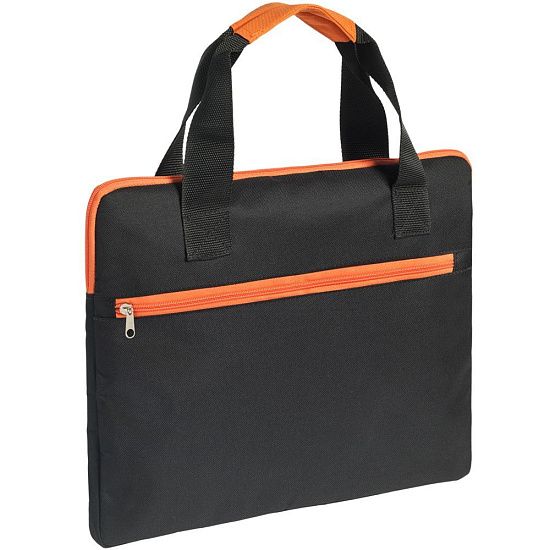 Конференц-сумка Unit Сontour, черная с оранжевой отделкой - подробное фото