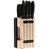 Набор кухонных ножей Victorinox Swiss Classic в деревянной подставке с овощечисткой - фото