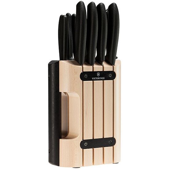 Набор кухонных ножей Victorinox Swiss Classic в деревянной подставке с овощечисткой - подробное фото