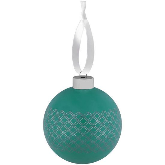 Елочный шар Queen с лентой, 10 см, зеленый - подробное фото