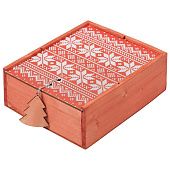 Коробка деревянная «Скандик», средняя, красная - фото