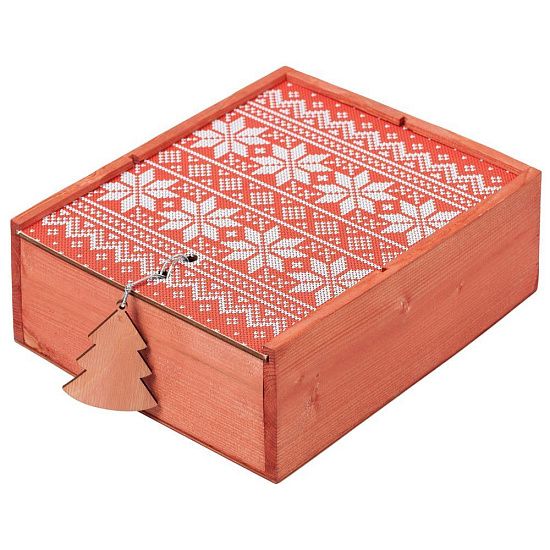 Коробка деревянная «Скандик», средняя, красная - подробное фото