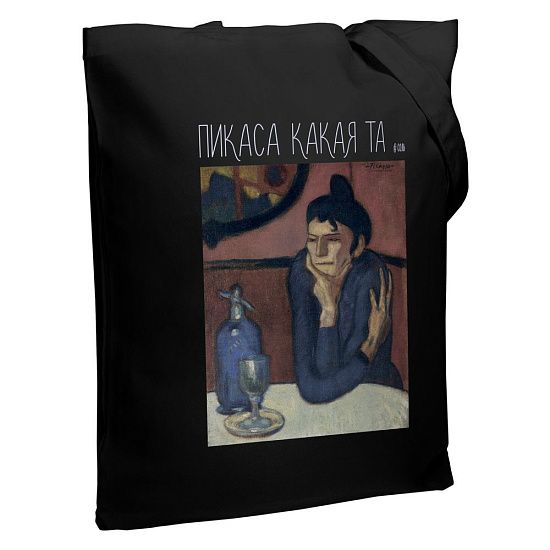 Холщовая сумка «Пикаса какая-та», черная - подробное фото