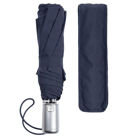Складной зонт Alu Drop S, 3 сложения, 8 спиц, автомат, синий - подробное фото