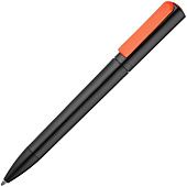 Ручка шариковая Split Black Neon, черная с неоново-красным (коралловым) - фото
