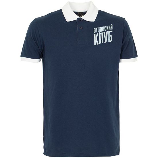 Рубашка поло «Отцовский клуб», темно-синяя с белым - подробное фото