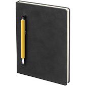Ежедневник Magnet с ручкой, черный с желтым - фото