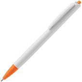 Ручка шариковая Tick, белая с оранжевым - фото