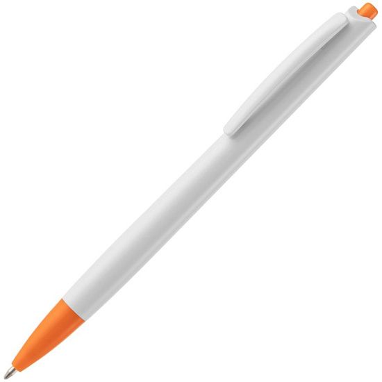 Ручка шариковая Tick, белая с оранжевым - подробное фото