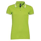 Рубашка поло женская PASADENA WOMEN 200 с контрастной отделкой, зеленый лайм с белым - фото