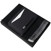 Набор Cosmo: папка с блокнотом А5, ручка и шарф, черный - фото