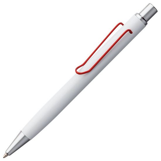 Ручка шариковая Clamp, белая с красным - подробное фото