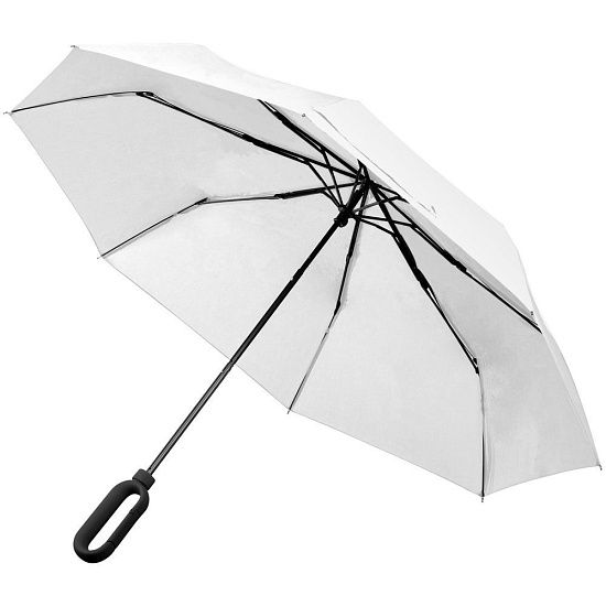 Зонт складной Hoopy с ручкой-карабином, белый - подробное фото