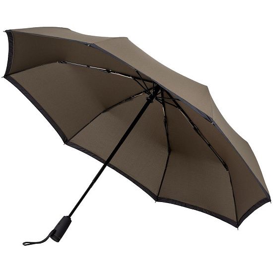 Зонт складной Gear, темно-зеленый (хаки) с черным - подробное фото