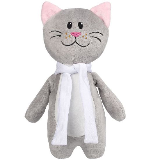 Мягкая игрушка Beastie Toys, котик с белым шарфом - подробное фото