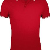 Рубашка поло мужская PASADENA MEN 200 с контрастной отделкой, красная с белым - фото