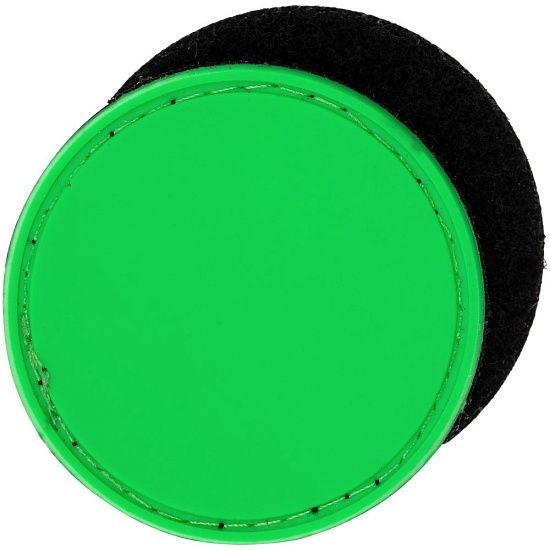 Лейбл из ПВХ с липучкой Menteqo Round, зеленый неон - подробное фото