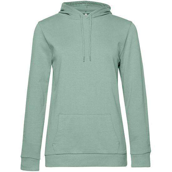 Толстовка с капюшоном женская Hoodie, серо-зеленая - подробное фото