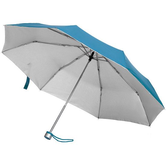 Зонт складной Silverlake, голубой с серебристым - подробное фото