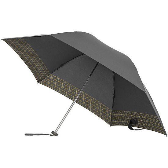 Зонт складной Up Way, механический, серый с желтым - подробное фото
