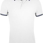 Рубашка поло мужская PASADENA MEN 200 с контрастной отделкой, белая с синим - фото
