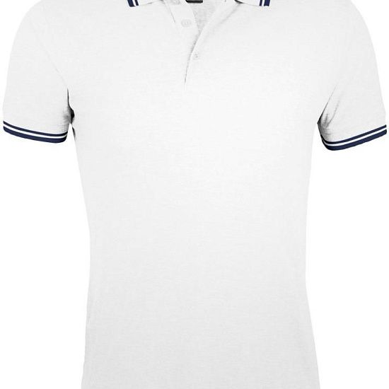 Рубашка поло мужская PASADENA MEN 200 с контрастной отделкой, белая с синим - подробное фото