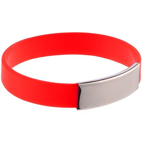 Силиконовый браслет Brisky с металлическим шильдом, красный - подробное фото